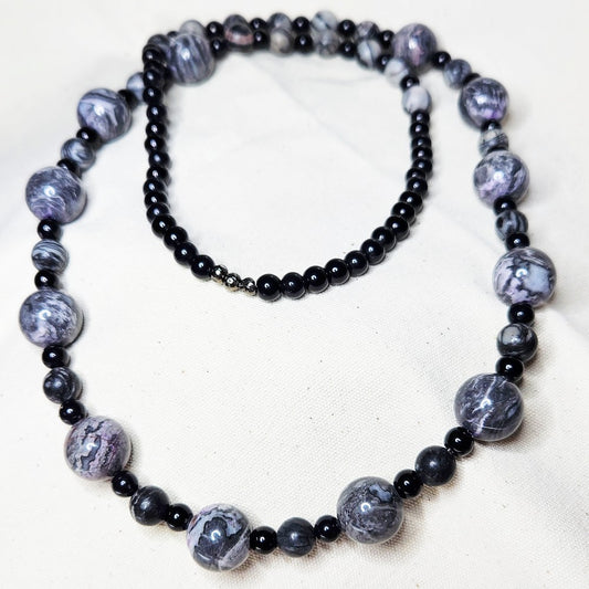 Black & Marbled Acrylic Necklace