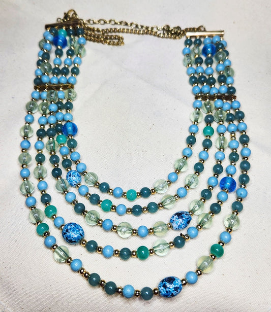 Shades of Blue 5-Strand Necklace