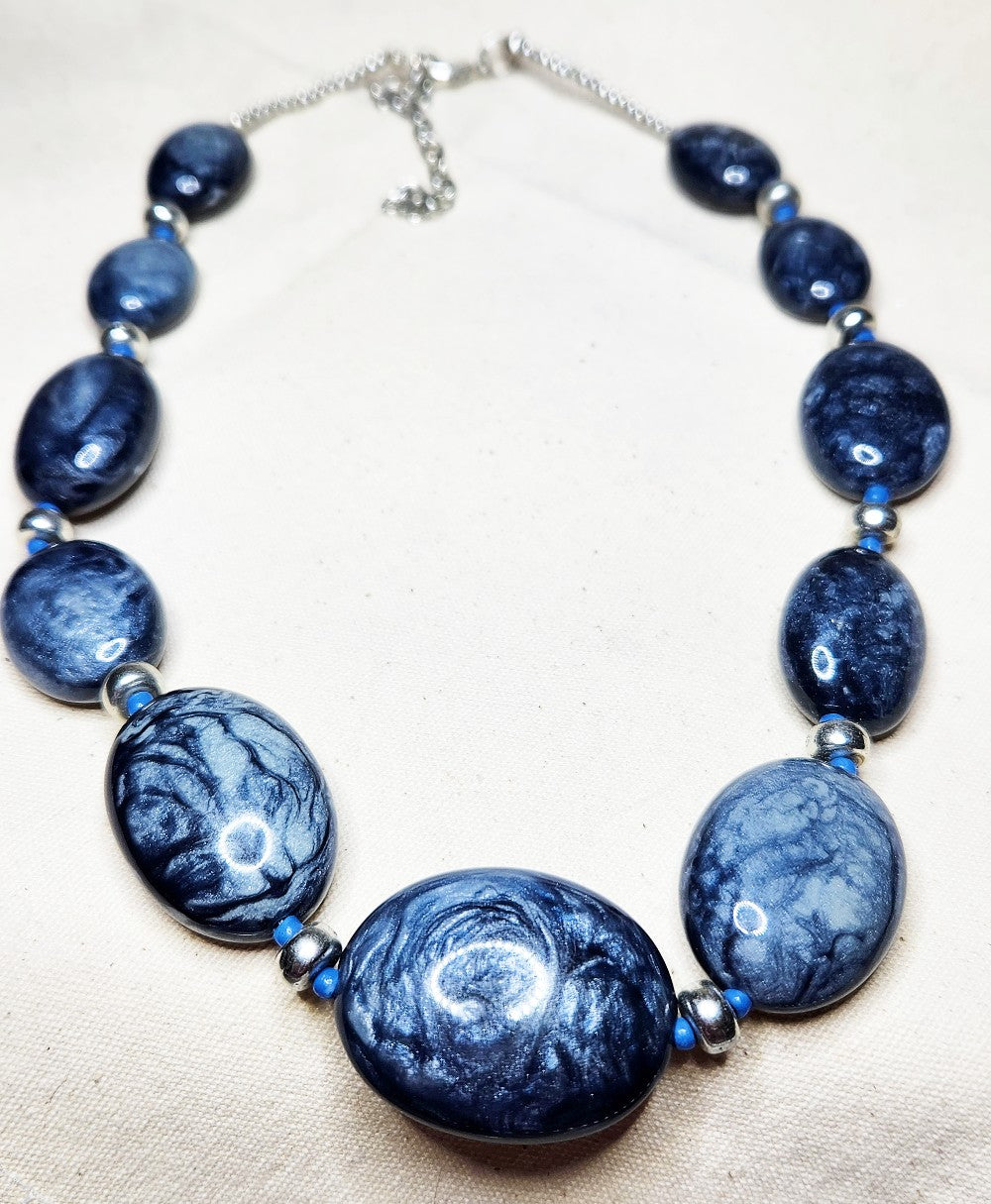 Blue Swirl Acrylic Necklace