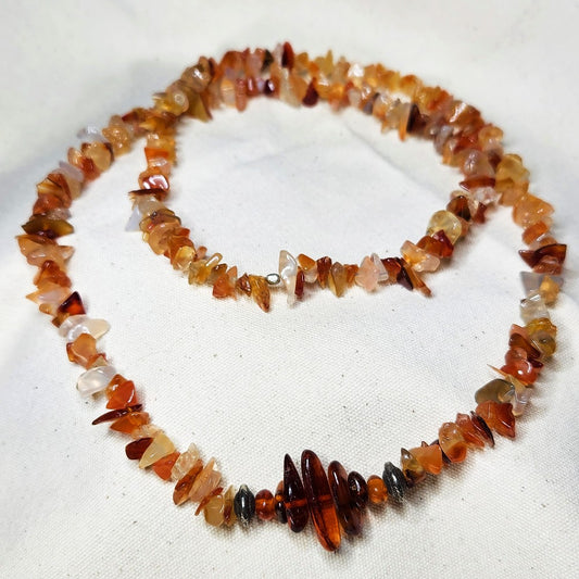 Amber & Carnelian Chip Necklace