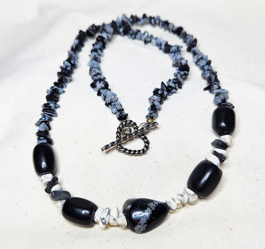 Snowflake Obsidian & Howlite Necklace