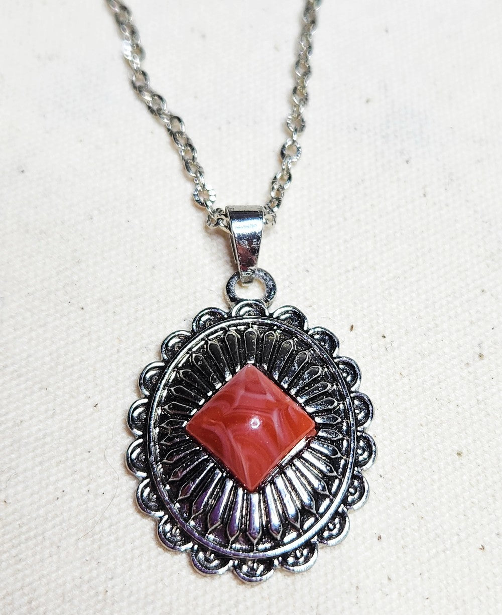 Red & Silver Southwestern Necklace