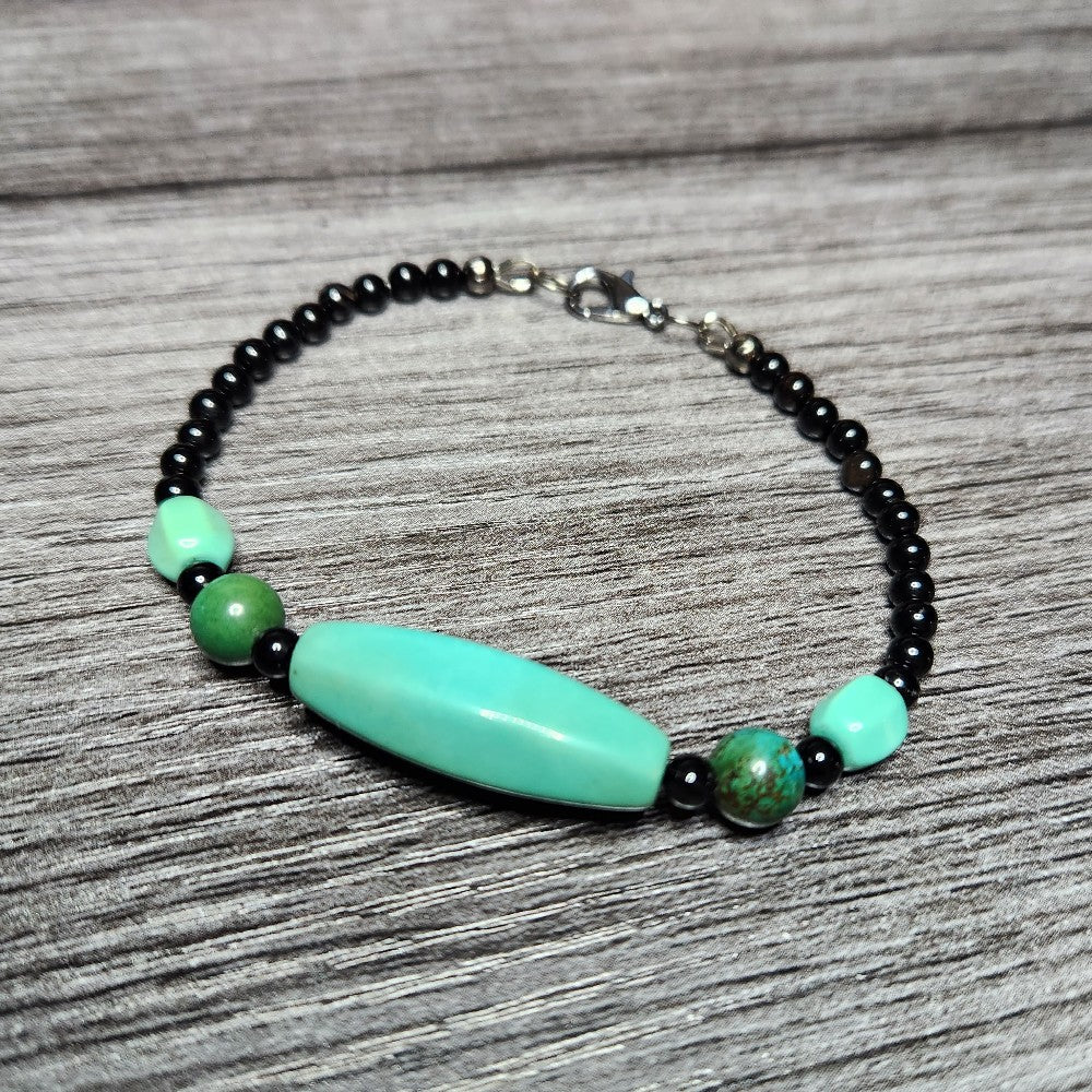 Turquoise and Black Acrylic Bracelet