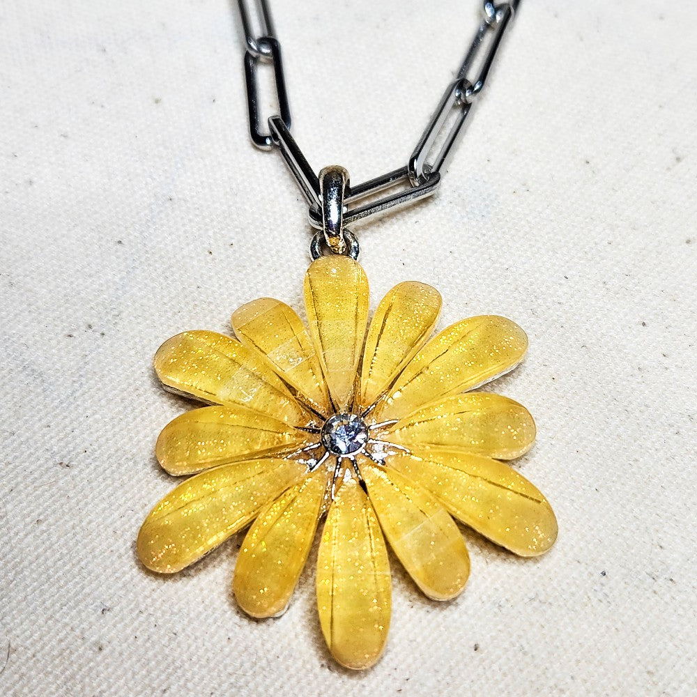 Yellow Flower Pendant on Chain