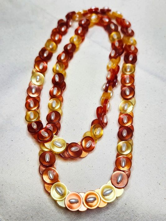 Vintage Lucite Button Necklace - Yellow & Orange