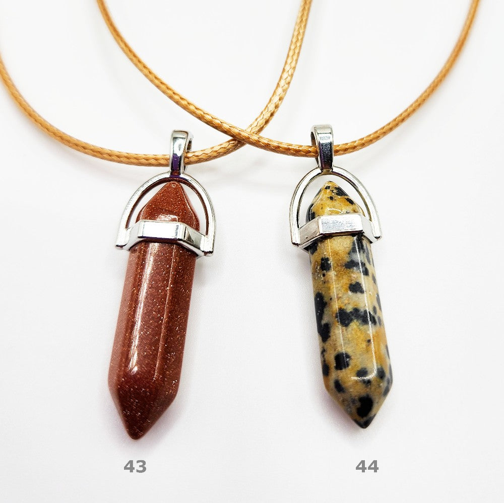 Double-Pointed Gemstone On Cord Necklace
