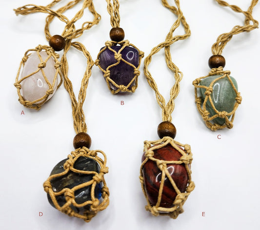 Gemstone Rope Cage Necklace